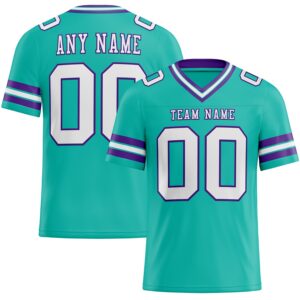 Custom Aqua White-Purple Authentic Football Jersey