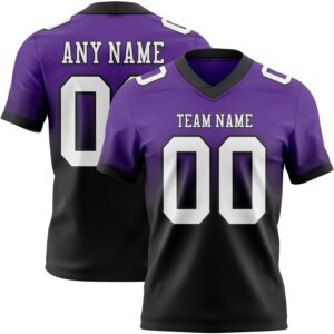 Custom Purple White-Black Authentic Fade Fashion Football Jersey